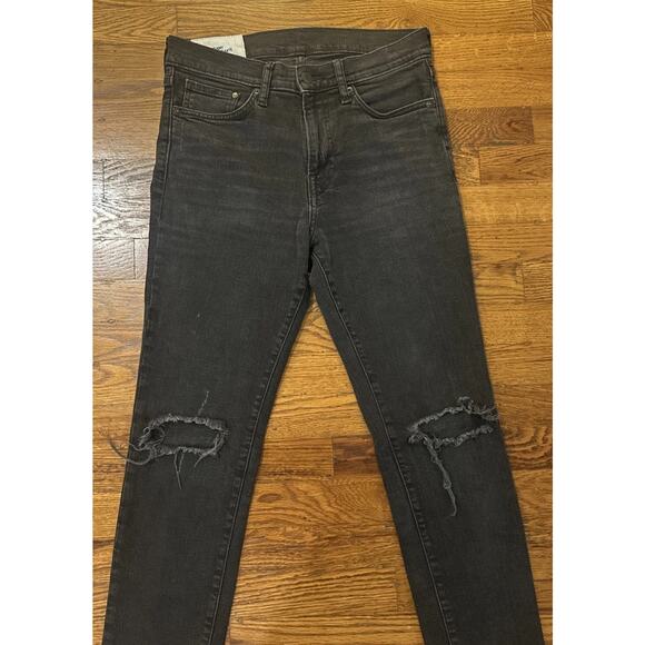 Skinny Coupe Moulante Jeans Womens Black 29/32 Denim H&M Distressed - Picture 3 of 13
